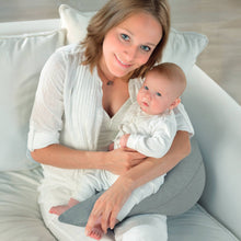 Load image into Gallery viewer, Theraline Bamboo Moon Cuddle & Nursing Pillow - Melange Mid Grey