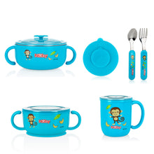Load image into Gallery viewer, Nuby Stainless Steel Feeding Set - Blue
