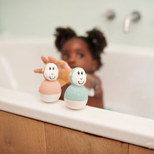 Load image into Gallery viewer, Matchstick Monkey Bathtime Wobblers - Mint Green &amp; Dusty Pink
