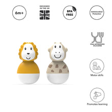 Load image into Gallery viewer, Matchstick Monkey Bathtime Wobblers - Lion &amp; Giraffe
