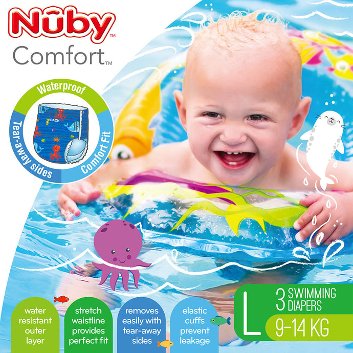 Nuby Printed Swimming Nappies Large 3pk - Boy