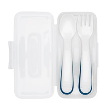 將圖片載入圖庫檢視器 OXO Tot On-The-Go Plastic Fork &amp; Spoon Set With Travel Case - Navy
