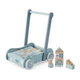 Bubble Wooden Baby Push Cart & Walker with 46 Building Blocks