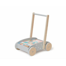 Load image into Gallery viewer, Bubble Wooden Baby Push Cart &amp; Walker with 45 Building Blocks
