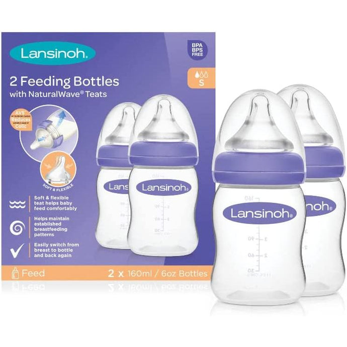 Lansinoh Feeding Bottle with NaturalWaveÂ® Teat GB - 2 x 160ml