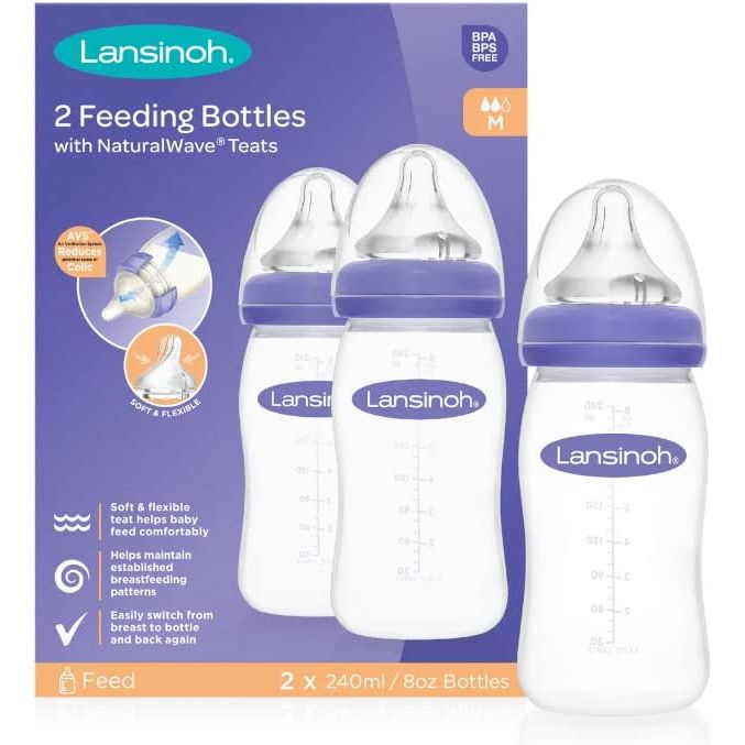 Lansinoh Feeding Bottles with NaturalWaveÂ® Teat GB - 2 x 240ml