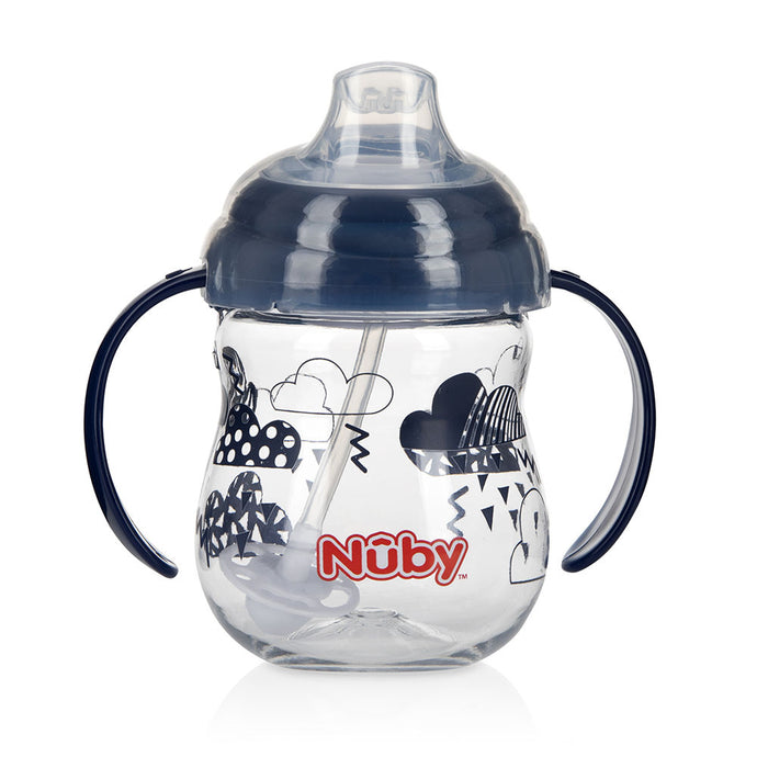 Nuby Tritan Clik-it Grip N' Sip Combo Trainer Cup - Dark Blue