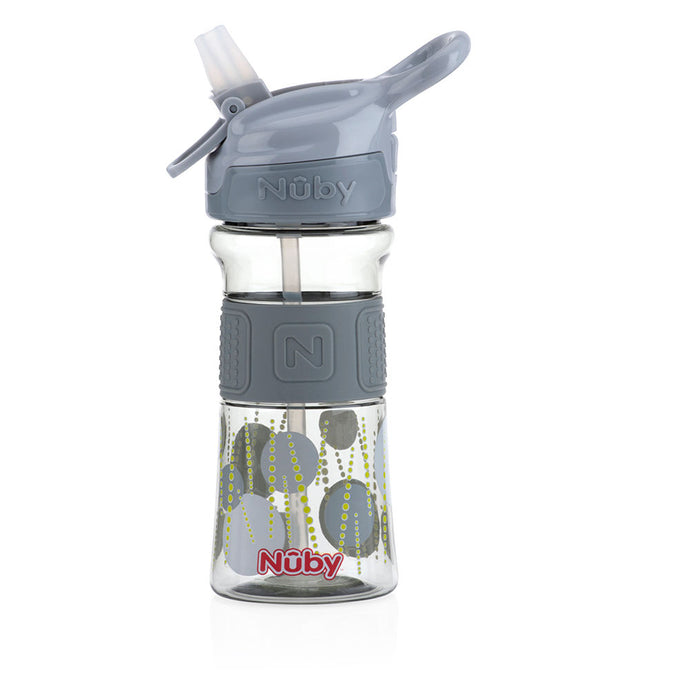 Nuby Soft Spout On the Go Sports Bottle with Push Button - Grey