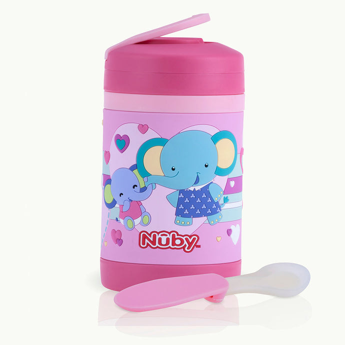 Nuby Stainless Steel 3D Food Jar with Silicone Spoon - Elephant