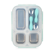 將圖片載入圖庫檢視器 Nuby Stainless Steel Lunchbox with Fork and Spoon - Blue
