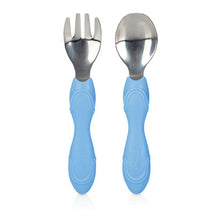 將圖片載入圖庫檢視器 Nuby Stainless Steel Lunchbox with Fork and Spoon - Blue
