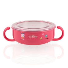 Load image into Gallery viewer, Nuby Stainless Steel Printed Suction Bowl with Round Handles - Pink
