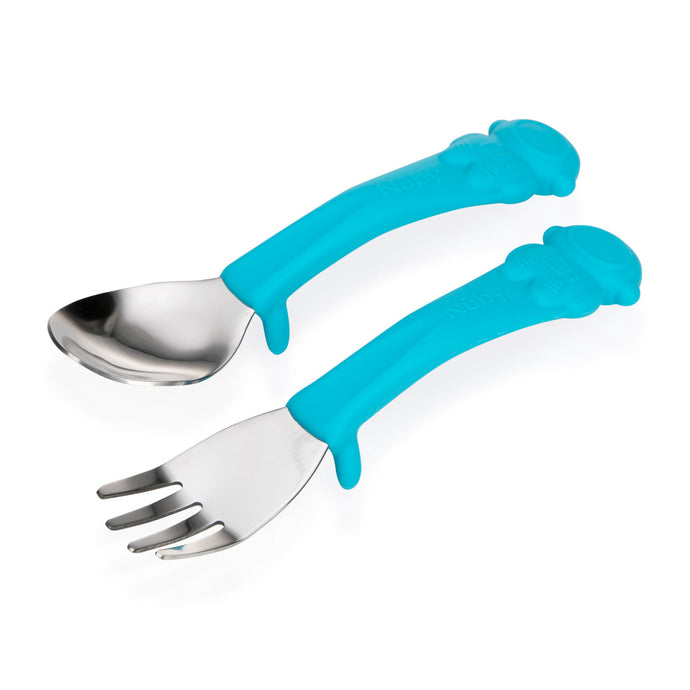 Nuby Sure Grip Stainless Steel Cutlery - Blue