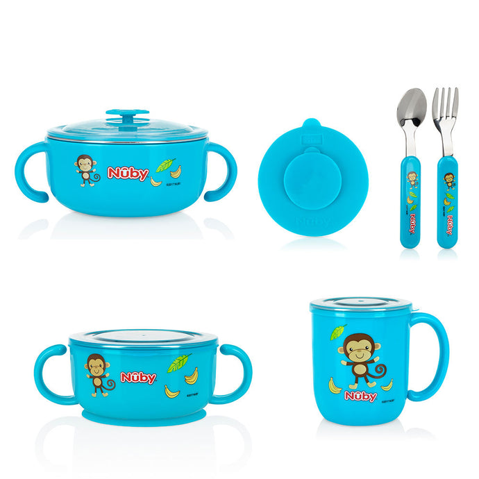 Nuby Stainless Steel Feeding Set - Blue