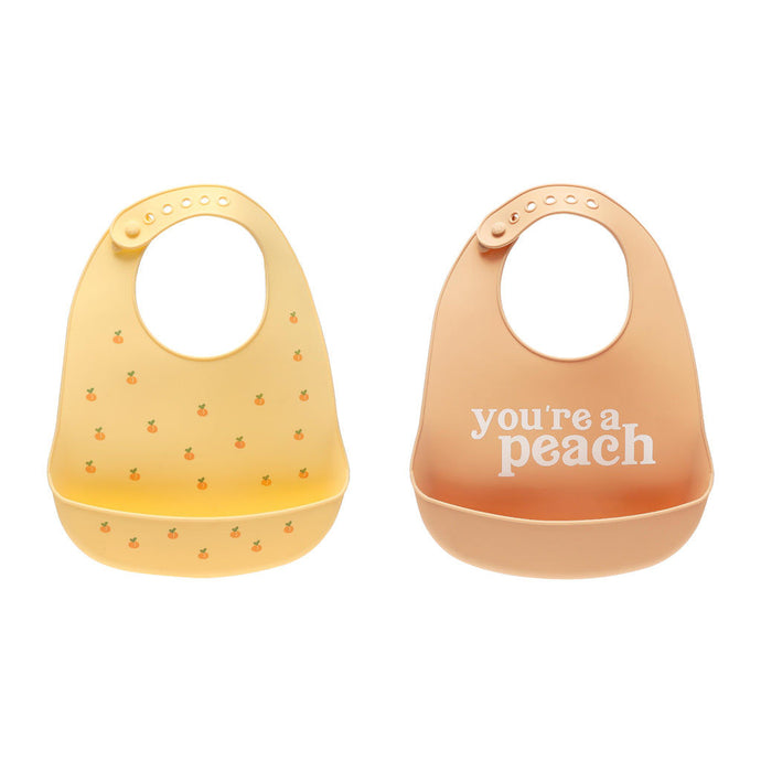 Pearhead Silicone Bib Set of 2 - You're a Peach