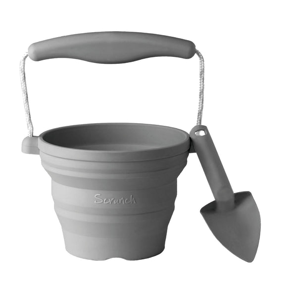 Scrunch Seedling Pot with Trowel - Anthracite Grey