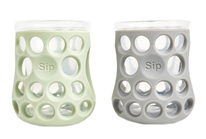 CogniKids Sip 2-Pack Natural Drinking Cups - Sage Green/Slate Grey
